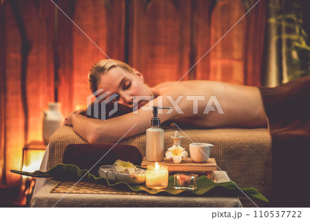 Aromatherapy massage ambiance or spa salon composition setup. Quiescent Aromatherapy massage ambiance or spa salon composition setup. Quiescent 110537722