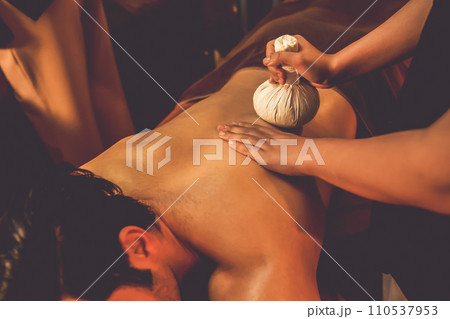 Hot herbal ball spa massage body treatment. Quiescent Hot herbal ball spa massage body treatment. Quiescent 110537953
