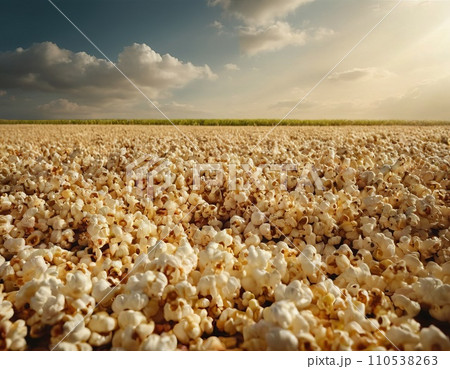 view of pop corn field plantation with cloud sky background view of pop corn field plantation with cloud sky background 110538263
