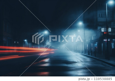 AI-generated content. At night street city unsplash Generative AI 110538885