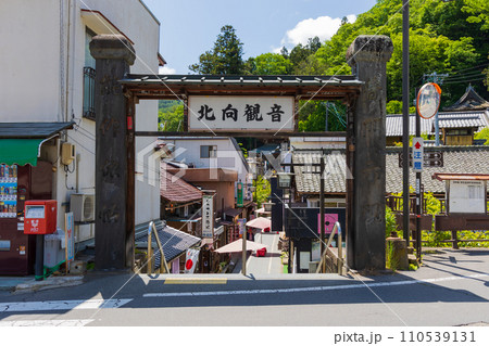 長野県上田市の春 新緑の別所温泉 北向観音 長野県上田市の春 新緑の別所温泉 北向観音 110539131