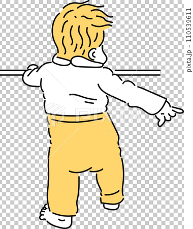 つかまり立ちする赤ちゃん つかまり立ちする赤ちゃん 110539611