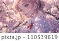 桜の花に囲まれた女子高生 110539619