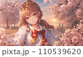 桜の花に囲まれた女子高生 110539620