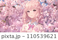 桜の花に囲まれた女子高生 110539621