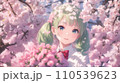 桜の花の中に立つ女子高生 110539623