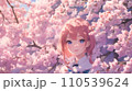桜の花の中に立つ女子高生 110539624