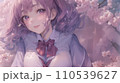桜の花の中に立つ女子高生 110539627