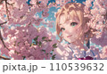 桜の花の中に立つ女子高生 110539632