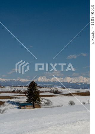 北海道の早春の農村の風景 110540019