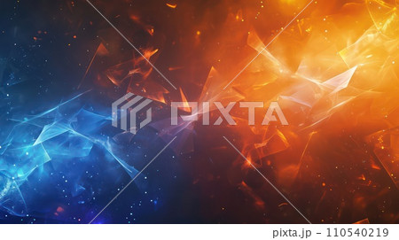 AI-generated content. Blue and orange twitch overlay abstract background. Generative AI 110540219
