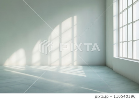 AI-generated content. White Wall in Minimalistic Room with Natural Light. Generative AI AI-generated content. White Wall in Minimalistic Room with Natural Light. Generative AI 110540396