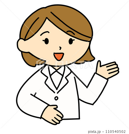 案内をする白衣の女性　イラスト 110540502