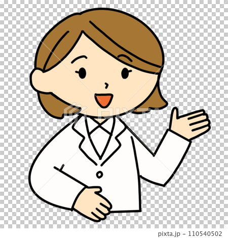 Illustration of a woman in a white coat giving guidance Illustration of a woman in a white coat giving guidance 110540502