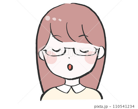 めがねをかけた得意げな女性のイラスト 110541234