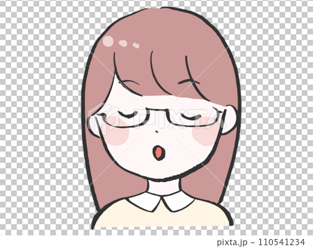 めがねをかけた得意げな女性のイラスト 110541234