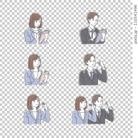 Illustration set of business people posing in suits Illustration set of business people posing in suits 110541496