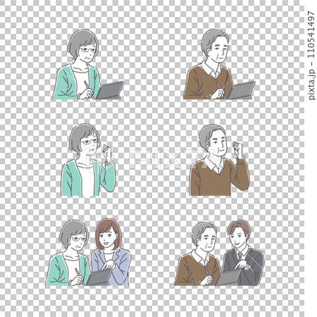 Illustration set of seniors studying 110541497