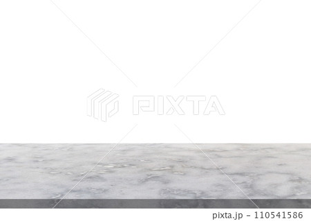 white marble stone table top isolated on white background for product display 110541586