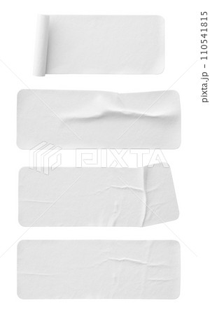 Blank white paper sticker label set collection isolated on white background Blank white paper sticker label set collection isolated on white background 110541815