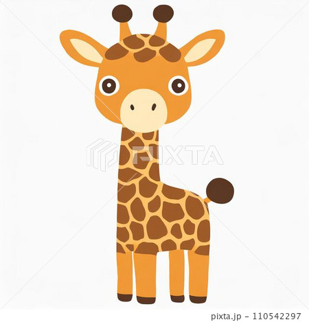 まぬけ顔が可愛い、シンプルなキリン【AI画像】のイラスト素材