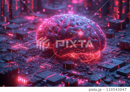 AI-generated content. Brain icon with inspiration and innovation concept. Technology background. Generative AI 110543047