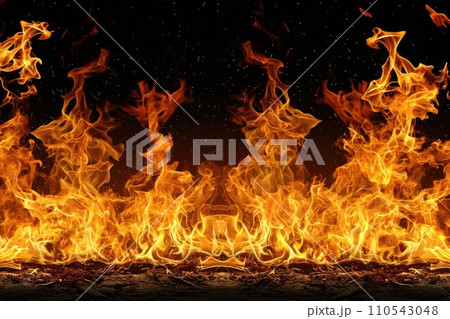 AI-generated content. Abstract background circle fire frame. Generative AI 110543048