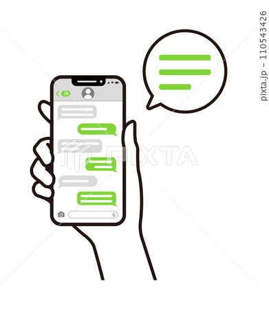 手持ちスマホ・スマートフォン ベクターイラスト / SNS,ショートメッセージ 110543426