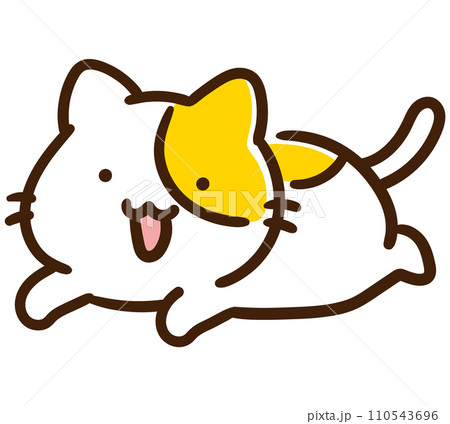 左向きに駆け抜けるかわいいねこのキャラクターのデフォルメイラスト 110543696