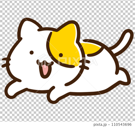 左向きに駆け抜けるかわいいねこのキャラクターのデフォルメイラスト 110543696