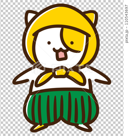 防災頭巾をかぶってキメ顔をするかわいいねこのキャラクターのデフォルメイラスト 防災頭巾をかぶってキメ顔をするかわいいねこのキャラクターのデフォルメイラスト 110543697