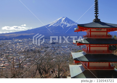 山梨県 新倉山浅間公園の富士山 2022年 冬 山梨県 新倉山浅間公園の富士山 2022年 冬 110543721