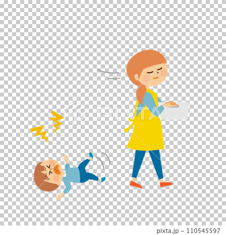 Child throwing a tantrum, mother, cute illustration material Child throwing a tantrum, mother, cute illustration material 110545597