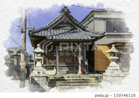 水彩画風 三国湊 延命子安地蔵尊 福井県坂井市 水彩画風 三国湊 延命子安地蔵尊 福井県坂井市 110546120