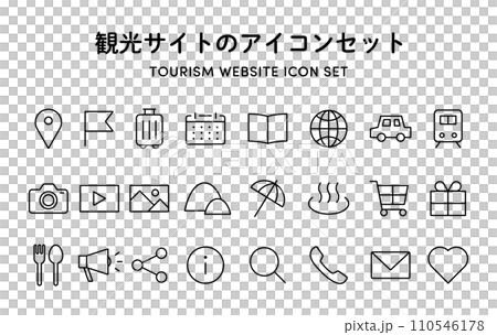 Illustration set of icons that can be used for tourism and travel websites 110546178