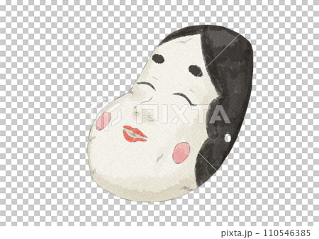 おかめのお面のイラスト（水彩風） 110546385
