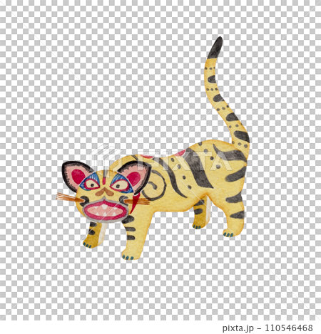 張子虎 日本の郷土玩具 民芸品 伝統工芸 水彩 イラスト 張子虎 日本の郷土玩具 民芸品 伝統工芸 水彩 イラスト 110546468