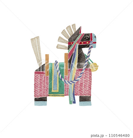 チャグチャグ馬コ　日本の郷土玩具　民芸品　伝統工芸　水彩 イラスト 110546480