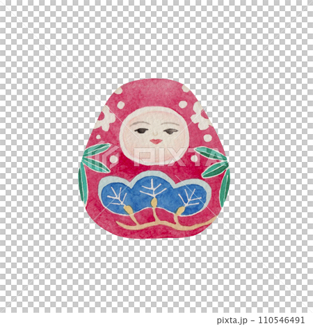 加賀八幡起き上がり　日本の郷土玩具　民芸品　伝統工芸　水彩 イラスト 110546491