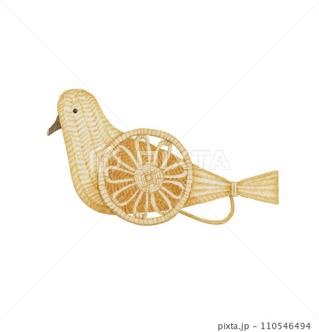 鳩車 日本の郷土玩具 民芸品 伝統工芸 水彩 イラストのイラスト素材