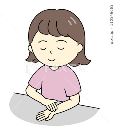 手首で脈を測る若い女性のイラスト 手首で脈を測る若い女性のイラスト 110546665