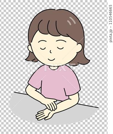 手首で脈を測る若い女性のイラスト 手首で脈を測る若い女性のイラスト 110546665