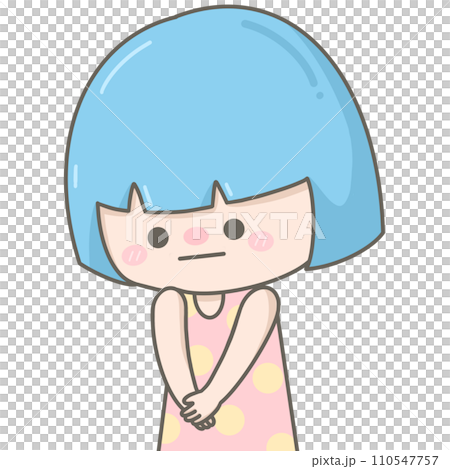 Cute pastel girl feeling guilty and shy Cute pastel girl feeling guilty and shy 110547757