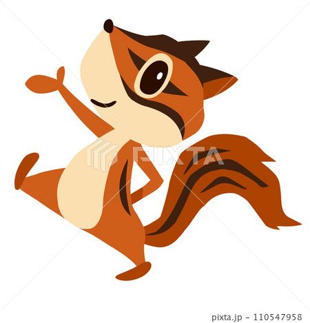 手描きのかわいいシマリスキャラクター12 (歩く紹介ポーズ) 手描きのかわいいシマリスキャラクター12 (歩く紹介ポーズ) 110547958