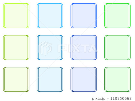 緑、青のニ重の四角のセット　(塗りつぶしカラー) 110550668