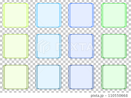 緑、青のニ重の四角のセット　(塗りつぶしカラー) 110550668
