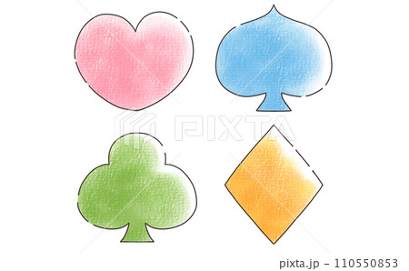 ゆるめシンプルトランプマークセット カラー アナログ風 ゆるめシンプルトランプマークセット カラー アナログ風 110550853