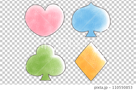 ゆるめシンプルトランプマークセット カラー アナログ風 ゆるめシンプルトランプマークセット カラー アナログ風 110550853