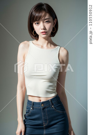 AI生成画像【人物】ショートヘアの女性 AI生成画像【人物】ショートヘアの女性 110550912