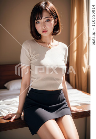 AI生成画像【人物】ショートヘアの女性 AI生成画像【人物】ショートヘアの女性 110550914